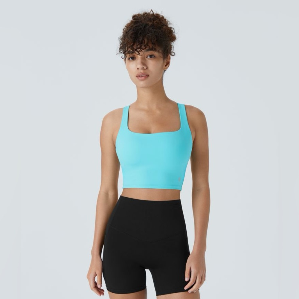 NWT Halara Airy Square Neck Backless Cropped Yoga Tank Size Small